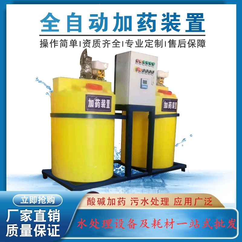 加药装置全自动PACPAM污水处理带搅拌机加药系统供应消毒加药设备（单桶100L含搅拌机计量泵）