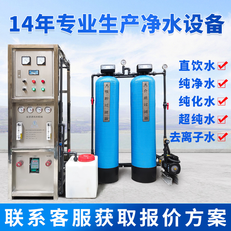 纯水设备edi超纯水超滤直饮水纯化水设备商用净水机反渗透设备（ 1T/H反渗透设备）